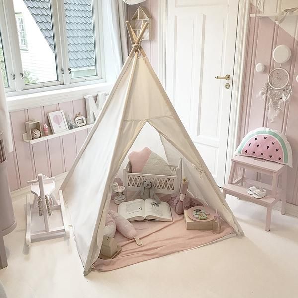 Photo of Kids Teepee Tent with Mat & Light String & Carry Case